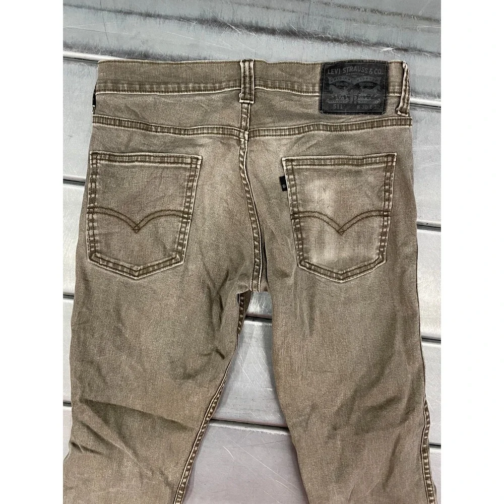 Levis 511 Jeans Mens 30X31 Brown Medium‎ Wash Denim Slim Straight Fit Faded
